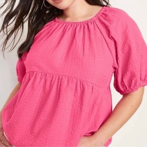 NWOT Old Navy Pink Peplum Puff Sleeve top size small